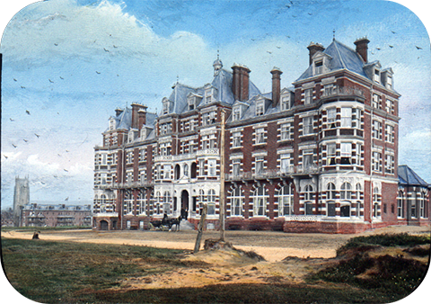 This slide would have been added to the collection about 1895, the year the hotel was completed. It was the key property on the land on the west cliff which had been laid out for development.